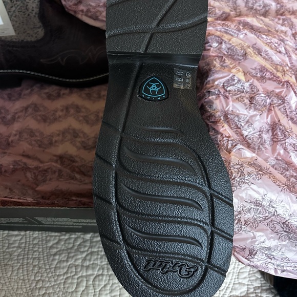 Ariat Dark Brown Western Boots with Aqua Blue Accents - Picture 2 of 5